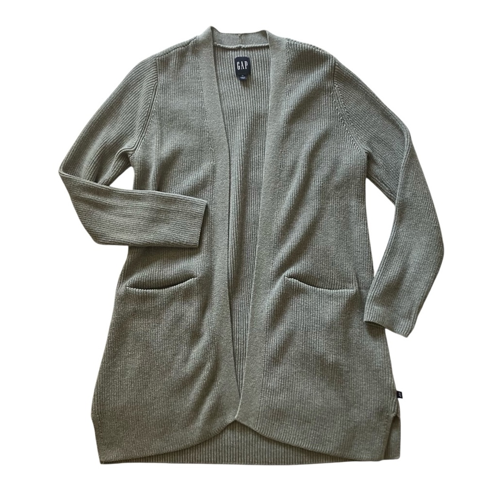 GAP Women’s XL Gray Longline Open Front Cardigan Sweater w Pockets